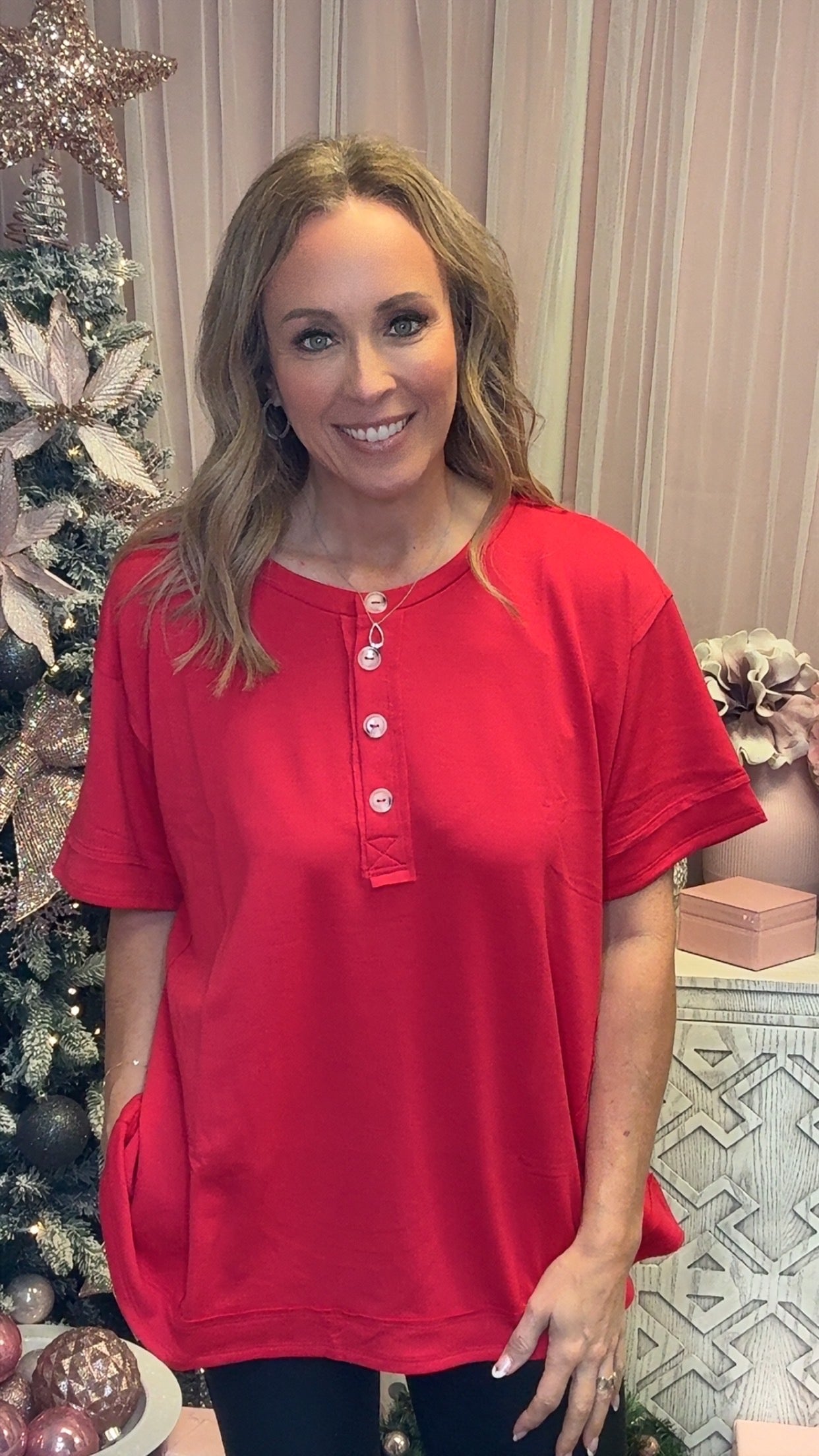 Andree by Unit Button Short Sleeve Top-100 Short Sleeves- Simply Simpson's Boutique is a Women's Online Fashion Boutique Located in Jupiter, Florida