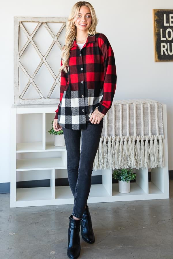 Festival Weather Stretchy Plaid Button Down-110 Long Sleeves- Simply Simpson's Boutique is a Women's Online Fashion Boutique Located in Jupiter, Florida