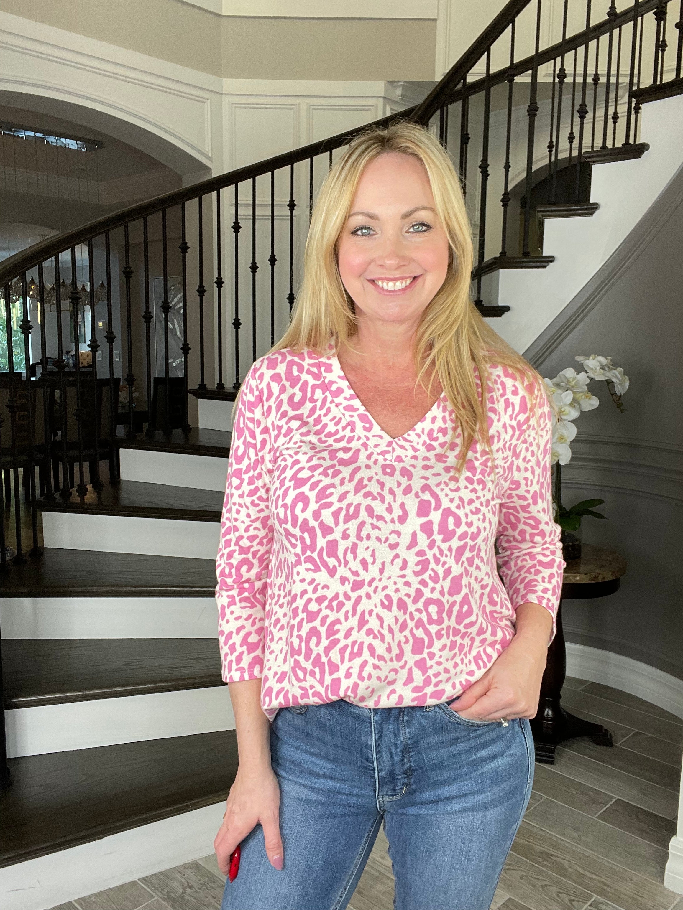 Dear Scarlett Pink Leopard Top-110 Long Sleeves- Simply Simpson's Boutique is a Women's Online Fashion Boutique Located in Jupiter, Florida