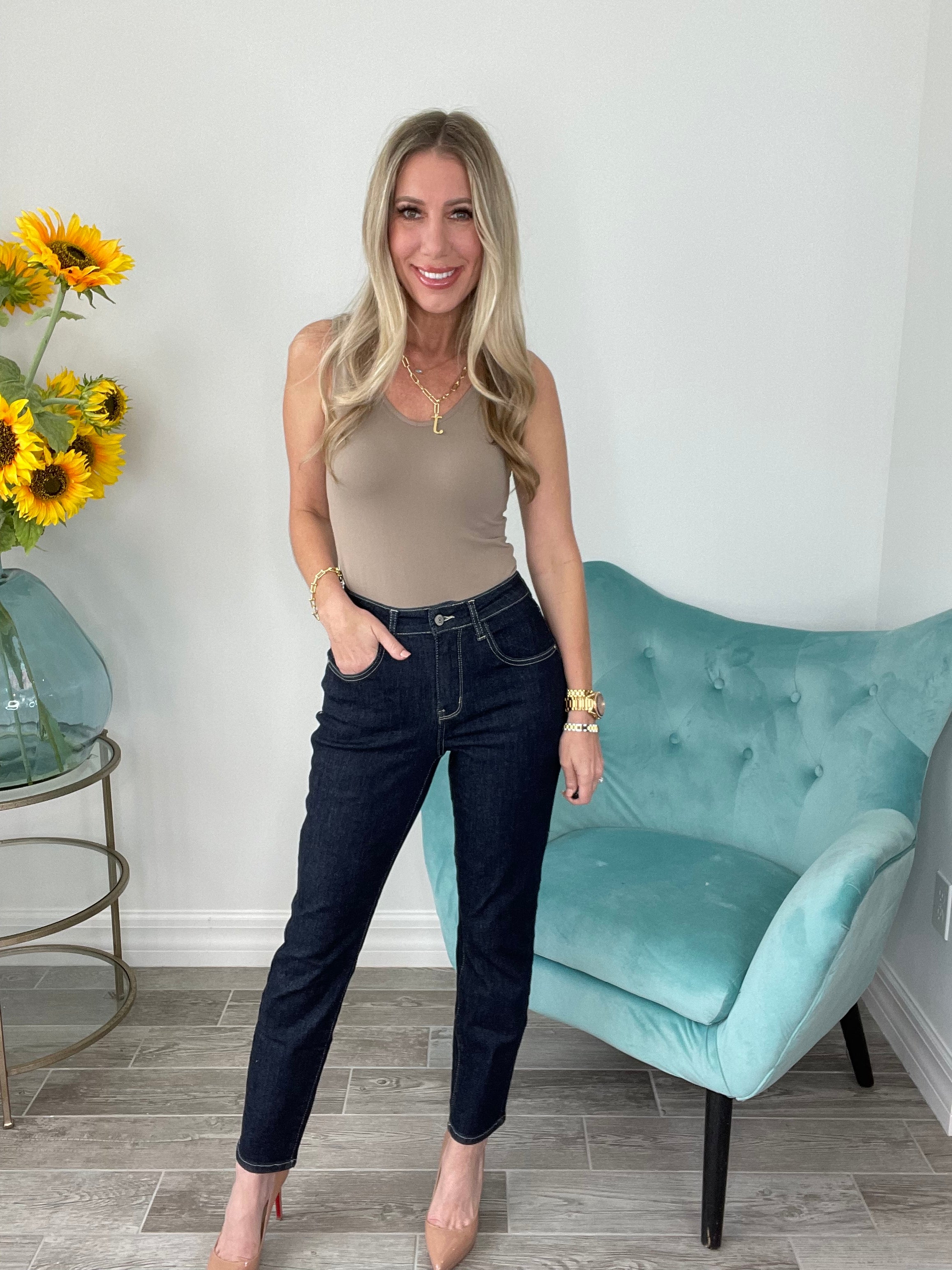 Judy Blue Hot Momma Dark Wash Straight Leg Jeans-200 Jeans- Simply Simpson's Boutique is a Women's Online Fashion Boutique Located in Jupiter, Florida