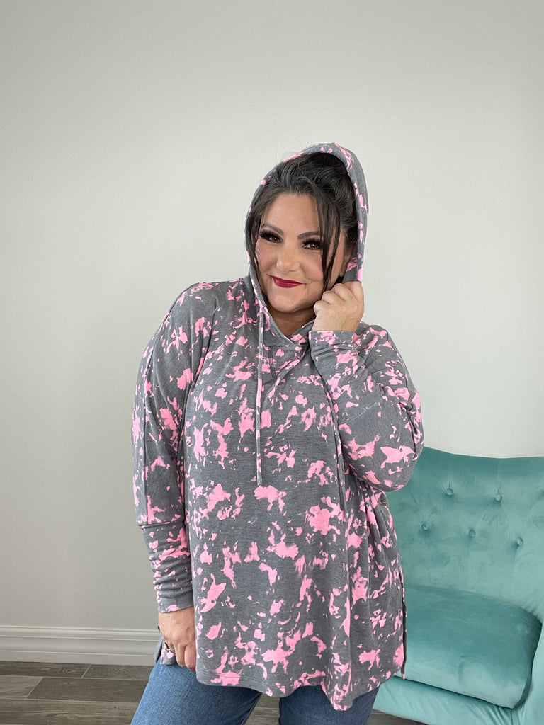 Dear Scarlett Charcoal Pink Hoodie-110 Long Sleeves- Simply Simpson's Boutique is a Women's Online Fashion Boutique Located in Jupiter, Florida