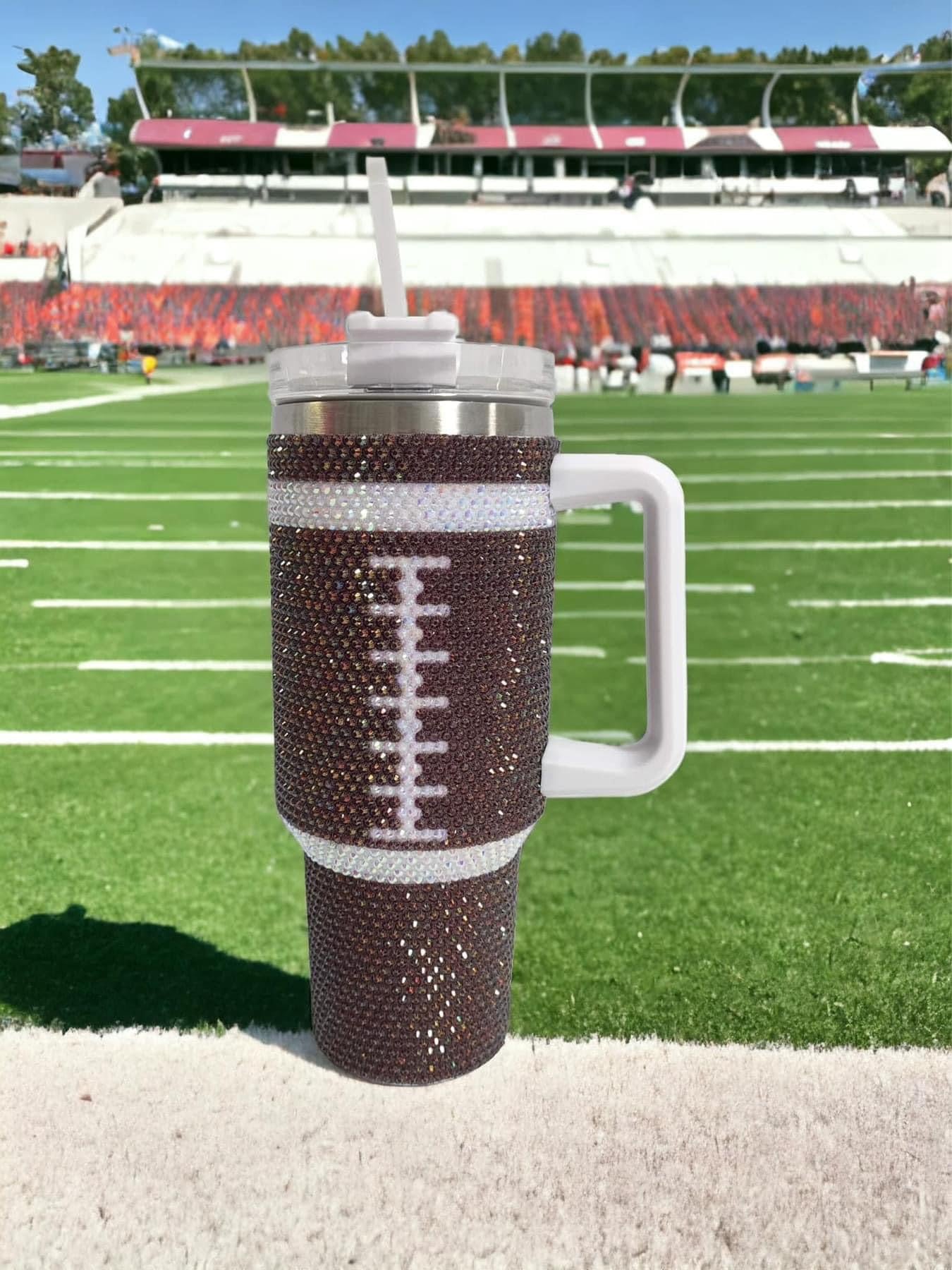 40oz Bling Football Tumblers-290 Home/Gift- Simply Simpson's Boutique is a Women's Online Fashion Boutique Located in Jupiter, Florida