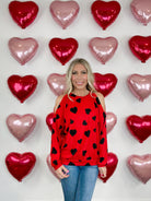 Black Hearts Cold Shoulder Long Sleeve Top-110 Long Sleeves- Simply Simpson's Boutique is a Women's Online Fashion Boutique Located in Jupiter, Florida