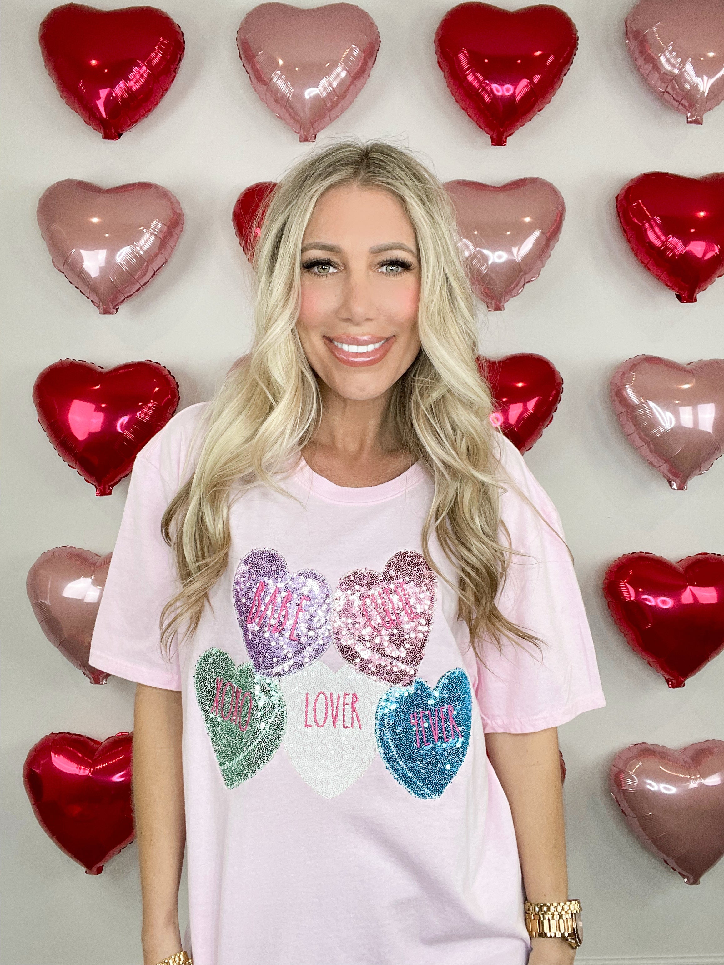 Conversation Hearts Graphic Tee-140 Graphic Tees- Simply Simpson's Boutique is a Women's Online Fashion Boutique Located in Jupiter, Florida