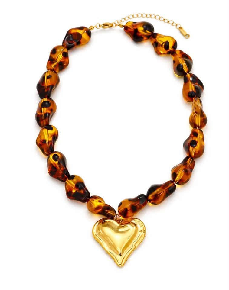 Leopard Luxe Heart Statement Necklace