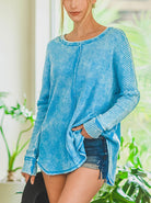River of Dreams Waffle Knit Top-110 Long Sleeves- Simply Simpson's Boutique is a Women's Online Fashion Boutique Located in Jupiter, Florida