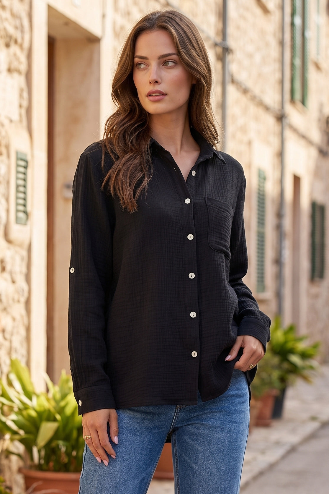 Dear Scarlett Cora Button Down-110 Long Sleeves- Simply Simpson's Boutique is a Women's Online Fashion Boutique Located in Jupiter, Florida