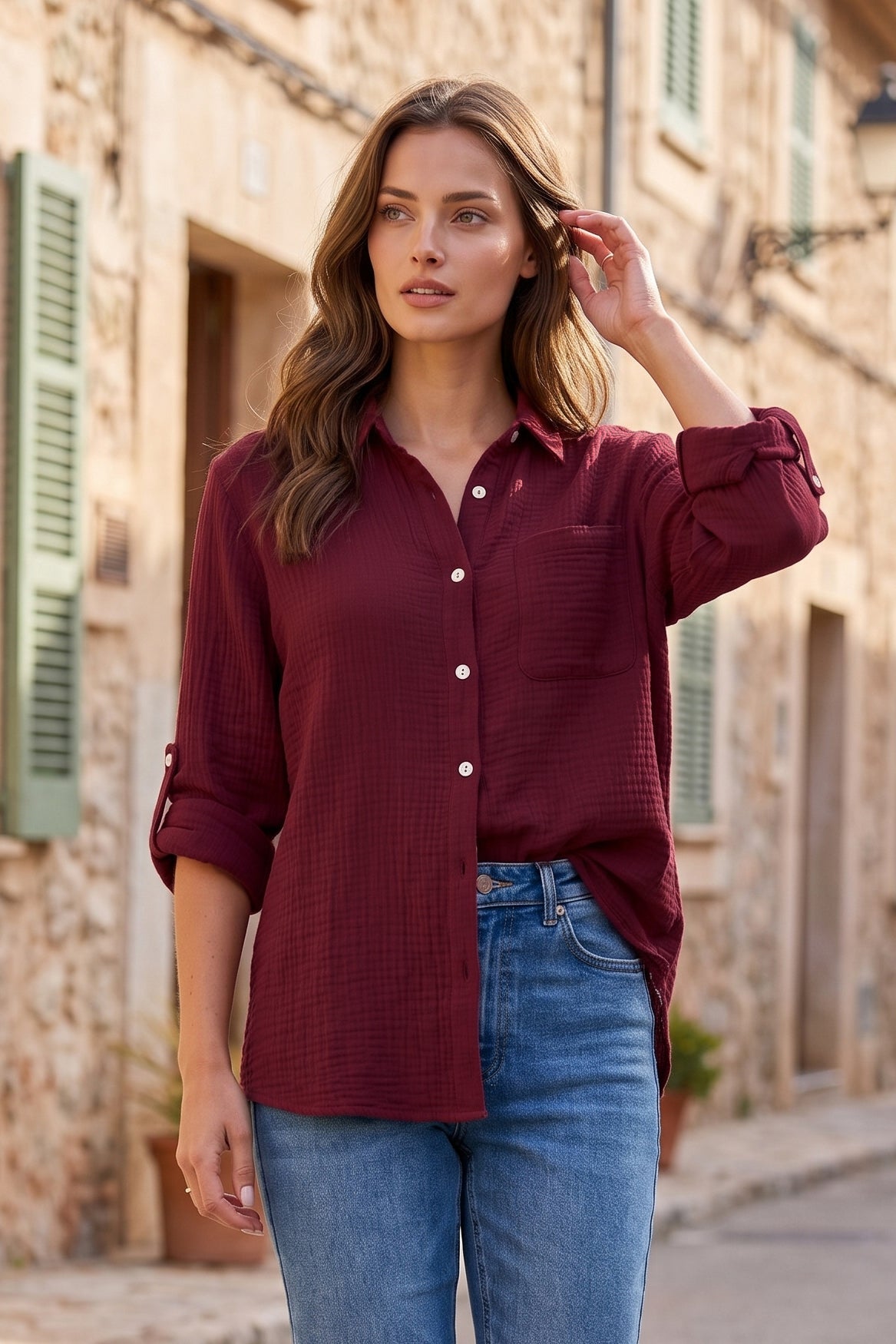 Dear Scarlett Cora Button Down-110 Long Sleeves- Simply Simpson's Boutique is a Women's Online Fashion Boutique Located in Jupiter, Florida