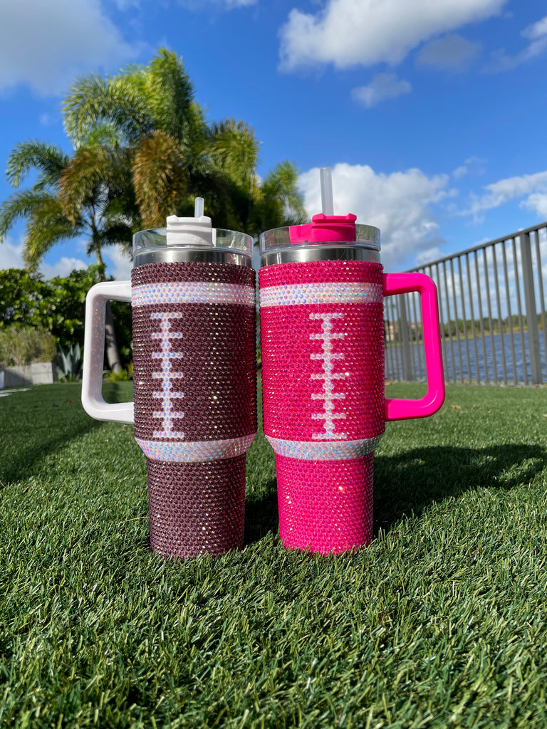 40oz Bling Football Tumblers-290 Home/Gift- Simply Simpson's Boutique is a Women's Online Fashion Boutique Located in Jupiter, Florida