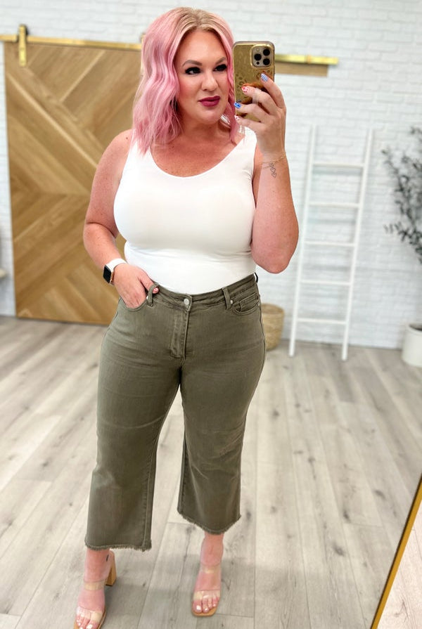 Judy Blue Tummy Control Cropped Wide Leg Jeans-200 Jeans- Simply Simpson's Boutique is a Women's Online Fashion Boutique Located in Jupiter, Florida