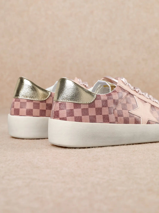 Rose Rush Checkered Sneakers-260 Shoes- Simply Simpson's Boutique is a Women's Online Fashion Boutique Located in Jupiter, Florida