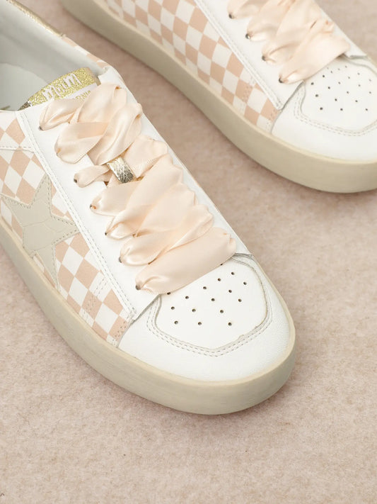 Champagne Coast Checkered Sneakers-260 Shoes- Simply Simpson's Boutique is a Women's Online Fashion Boutique Located in Jupiter, Florida