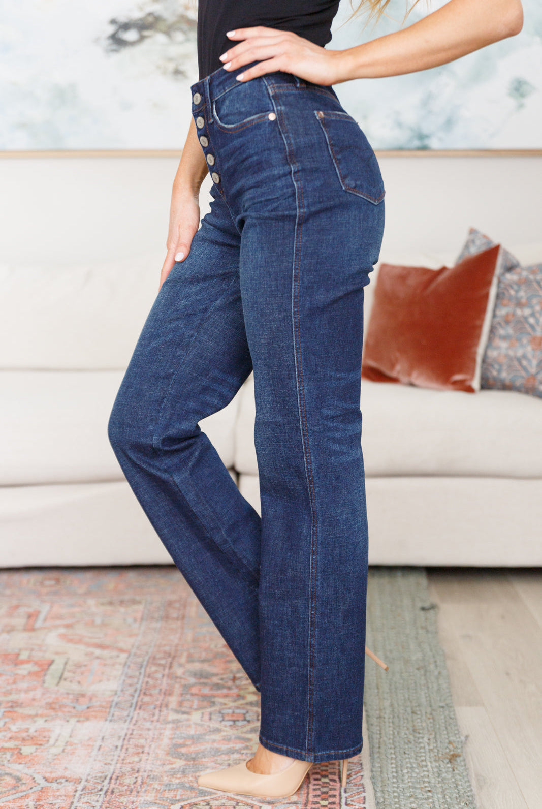 Arlo High Rise Button-Fly Straight Jeans-Jeans- Simply Simpson's Boutique is a Women's Online Fashion Boutique Located in Jupiter, Florida