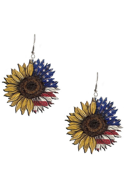 American Sunflower Earrings-Earrings- Simply Simpson's Boutique is a Women's Online Fashion Boutique Located in Jupiter, Florida