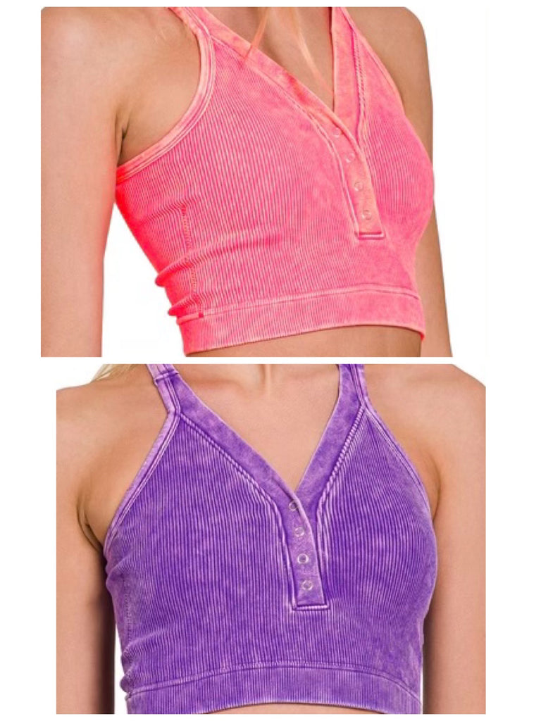 Queen Bee Padded Button Cropped Tank-Tank Tops & Camis- Simply Simpson's Boutique is a Women's Online Fashion Boutique Located in Jupiter, Florida