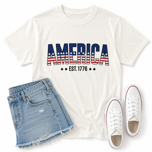 Preorder America Est. 1776 Graphic Tee-140 Graphic Tees- Simply Simpson's Boutique is a Women's Online Fashion Boutique Located in Jupiter, Florida