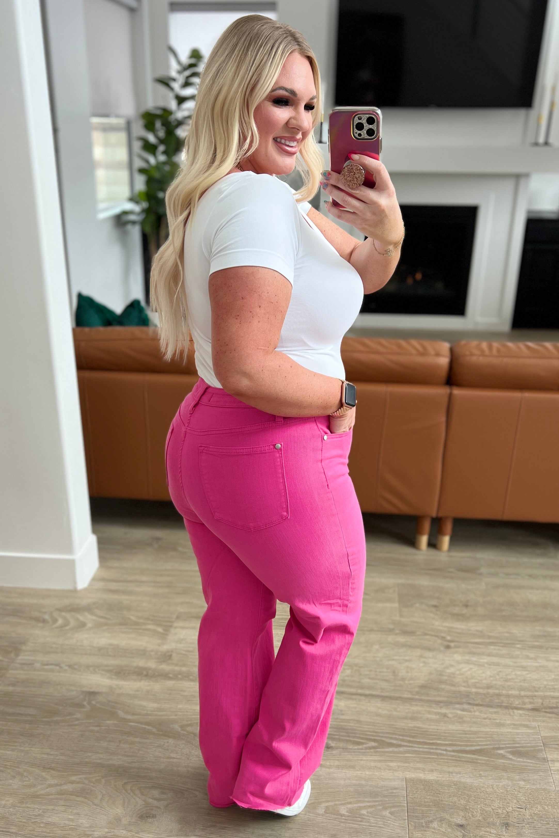 Judy Blue Hot Pink Straight Leg Jeans-200 Jeans- Simply Simpson's Boutique is a Women's Online Fashion Boutique Located in Jupiter, Florida