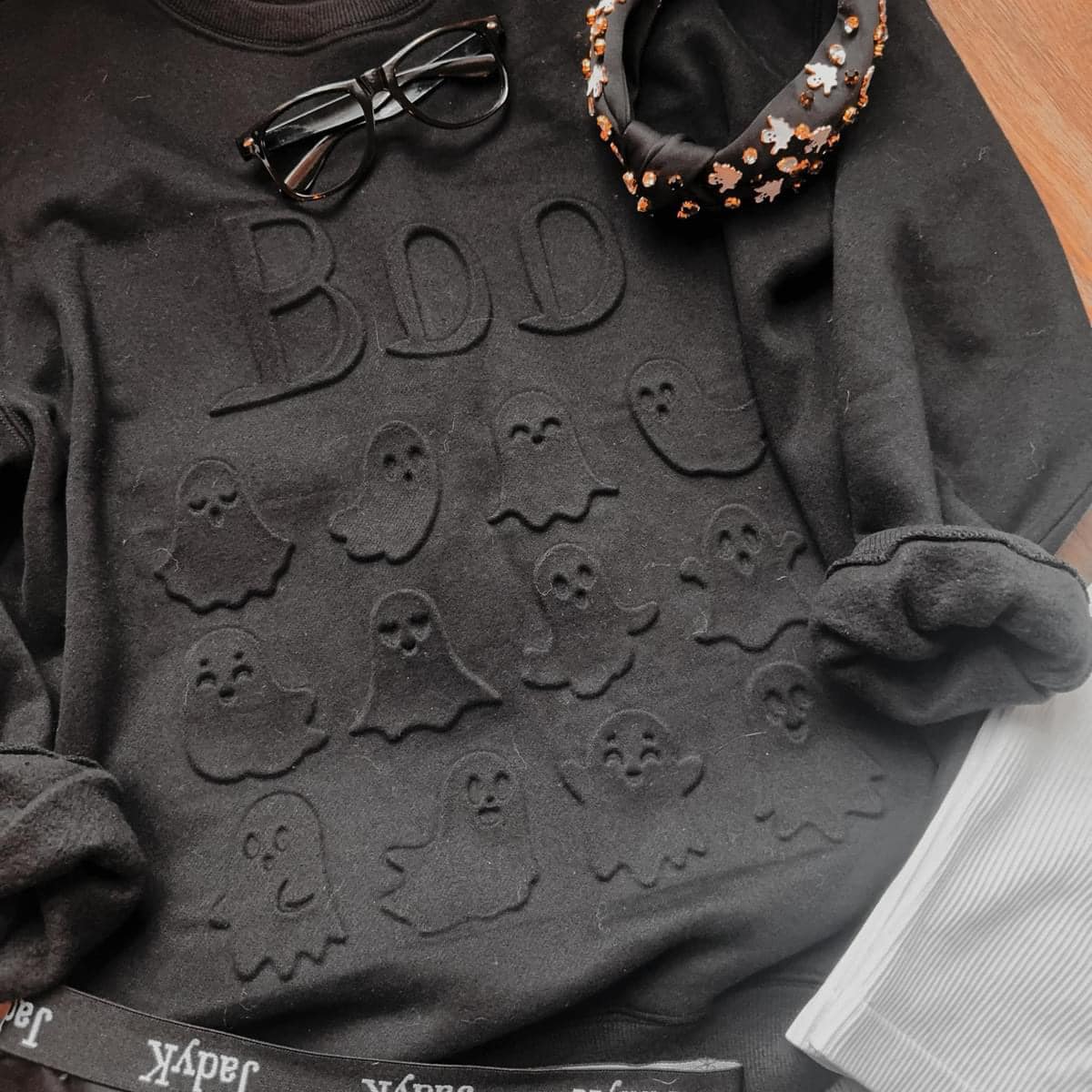 Embossed Boo Ghosts Sweatshirt-160 Sweatshirts- Simply Simpson's Boutique is a Women's Online Fashion Boutique Located in Jupiter, Florida