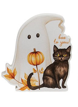 Spooky Boo Wooden Cat Sitter Block-290 Home/Gift- Simply Simpson's Boutique is a Women's Online Fashion Boutique Located in Jupiter, Florida