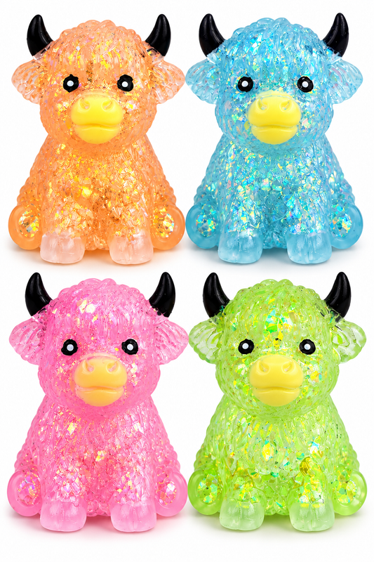 Highland Cow Glitter Squish Toy-290 Home/Gift- Simply Simpson's Boutique is a Women's Online Fashion Boutique Located in Jupiter, Florida