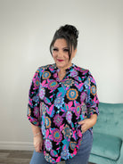 Dear Scarlett Black Multi Floral Lizzy-110 Long Sleeves- Simply Simpson's Boutique is a Women's Online Fashion Boutique Located in Jupiter, Florida