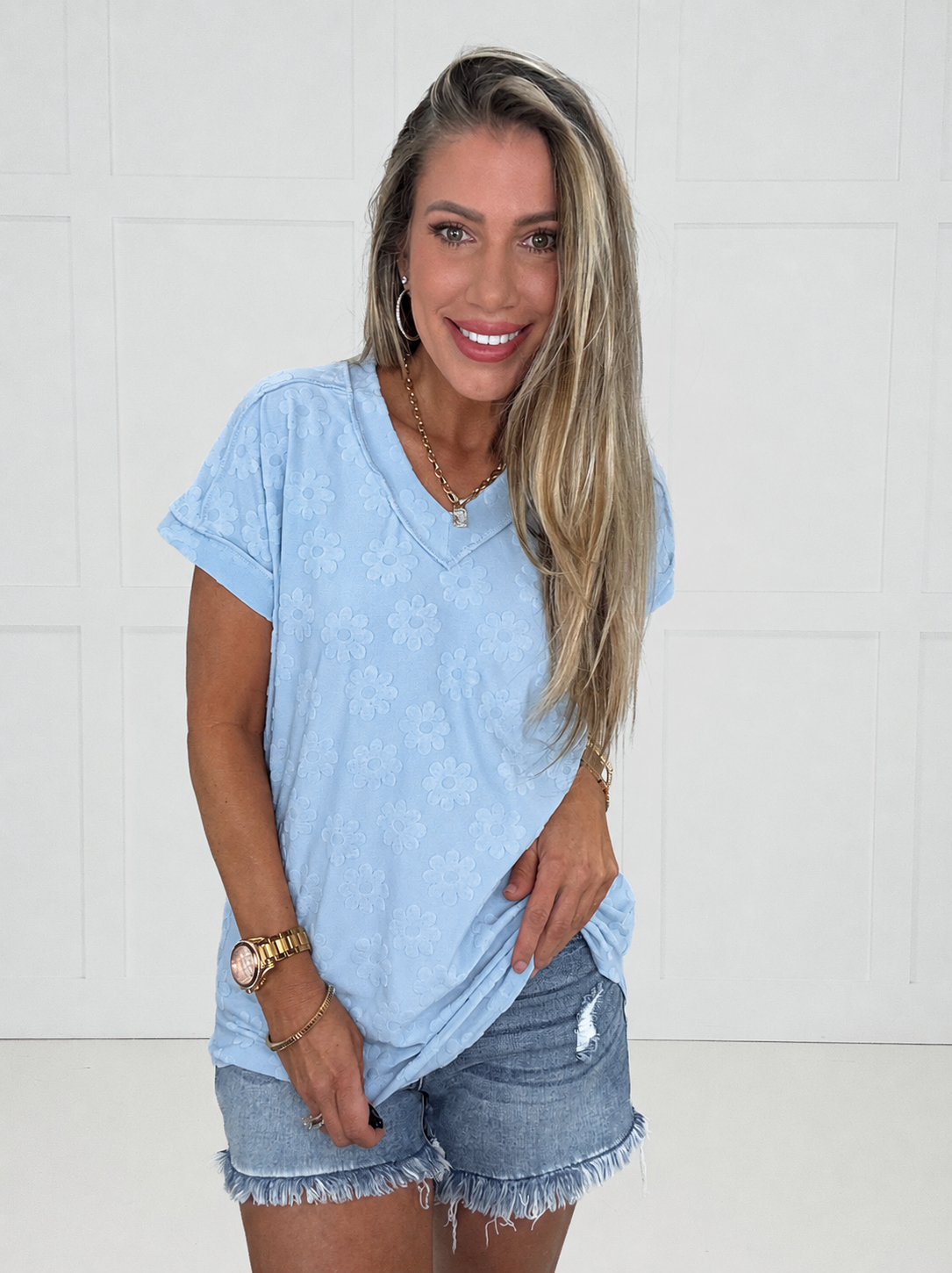 Flower Power V Neck Tee