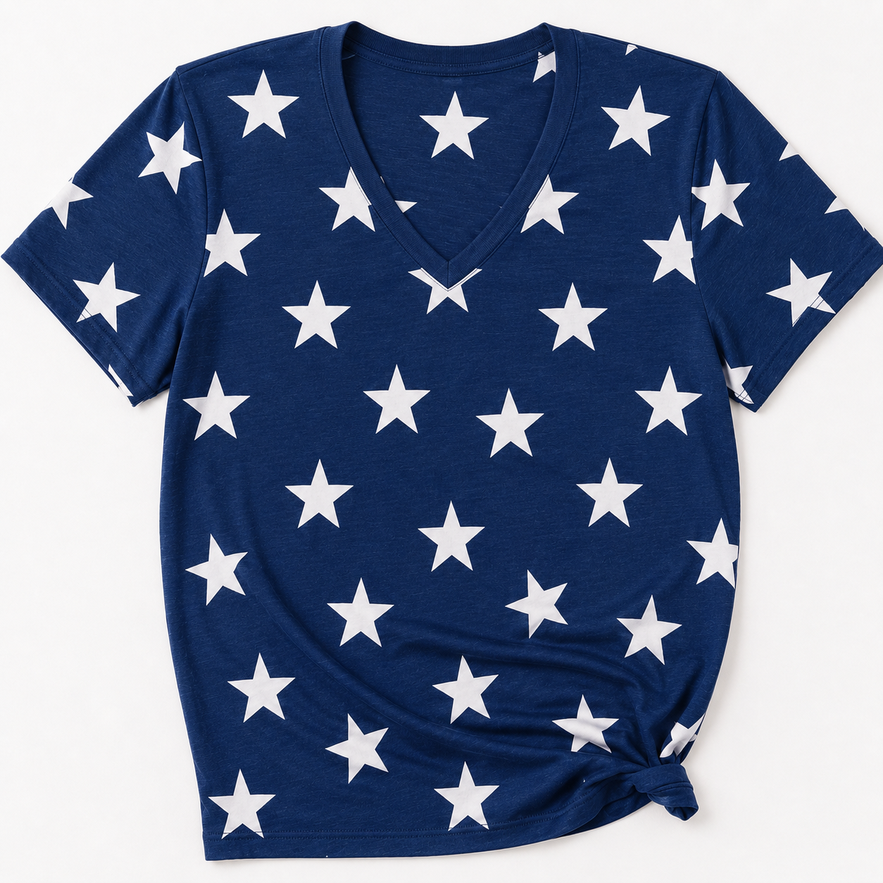 Blue Star V Neck-100 Short Sleeves- Simply Simpson's Boutique is a Women's Online Fashion Boutique Located in Jupiter, Florida