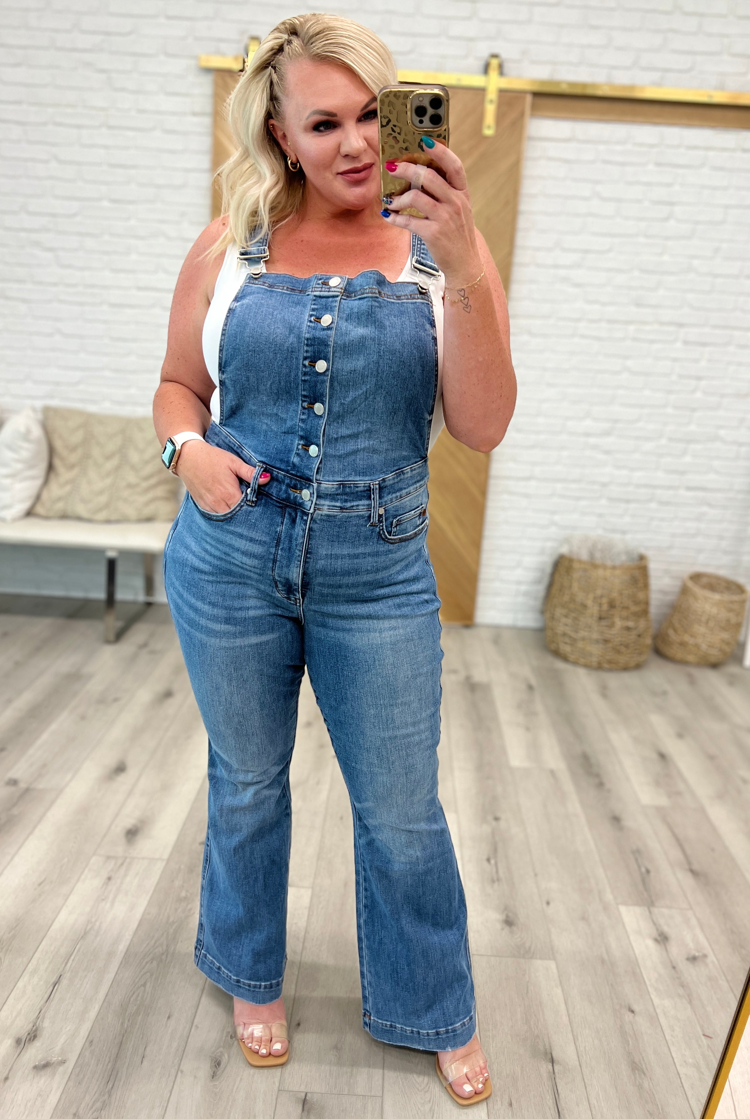 Judy Blue Tummy Control Flare Overalls-200 Jeans- Simply Simpson's Boutique is a Women's Online Fashion Boutique Located in Jupiter, Florida