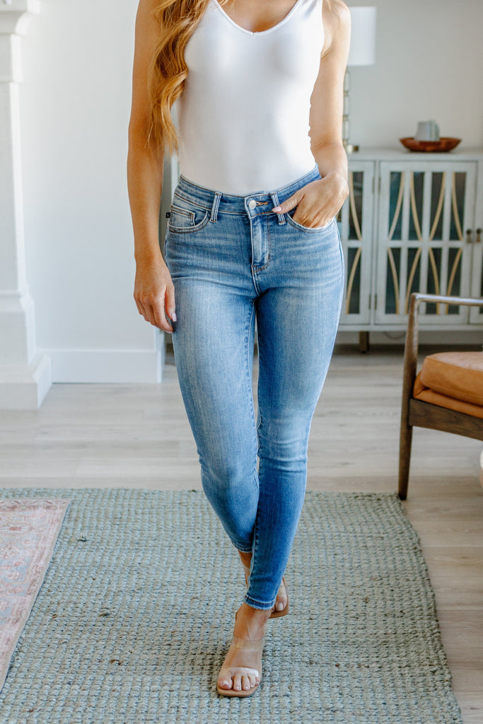 Catherine Mid Rise Vintage Skinny Jeans-Jeans- Simply Simpson's Boutique is a Women's Online Fashion Boutique Located in Jupiter, Florida