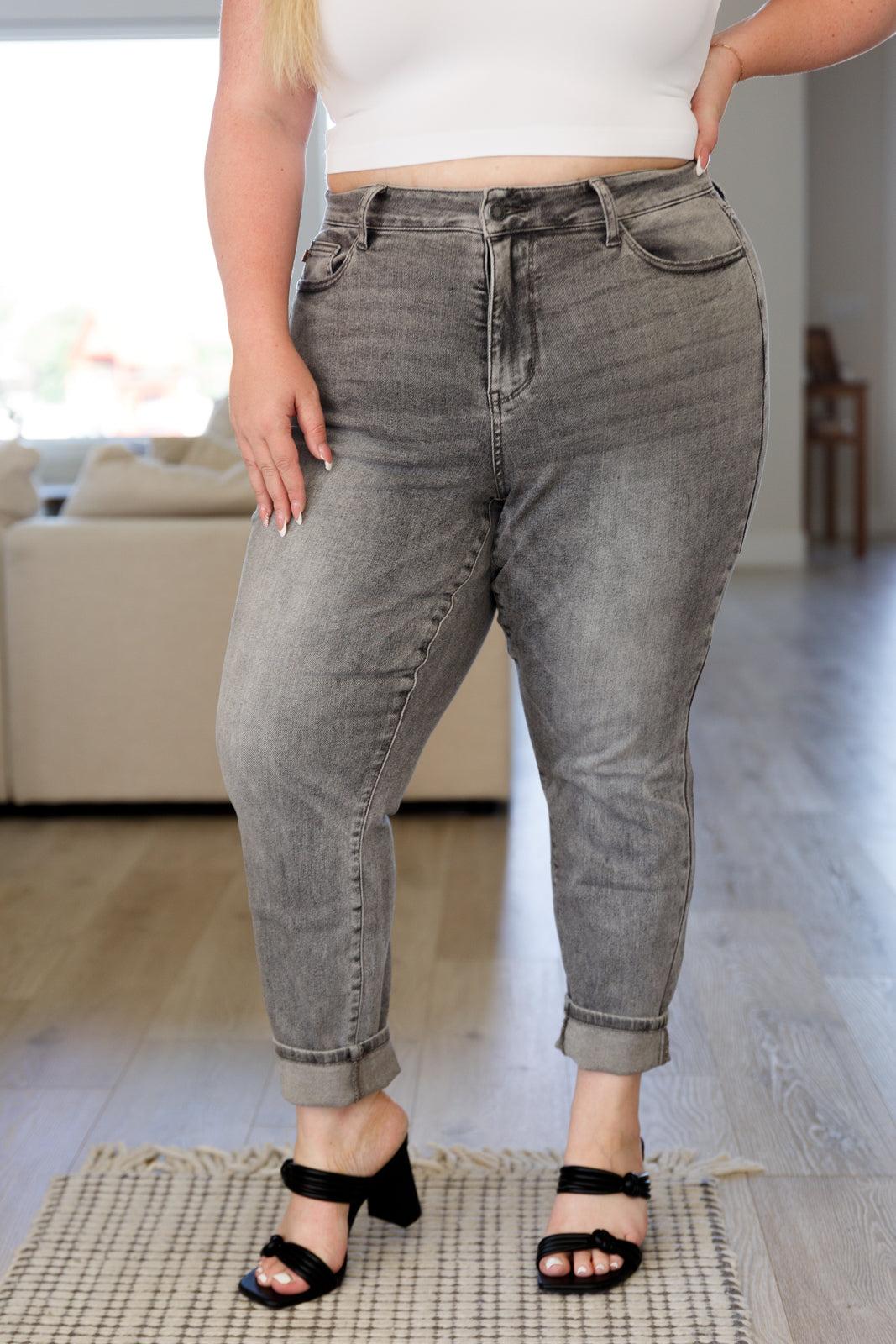 Charlotte High Rise Stone Wash Slim Jeans in Gray-Jeans- Simply Simpson's Boutique is a Women's Online Fashion Boutique Located in Jupiter, Florida