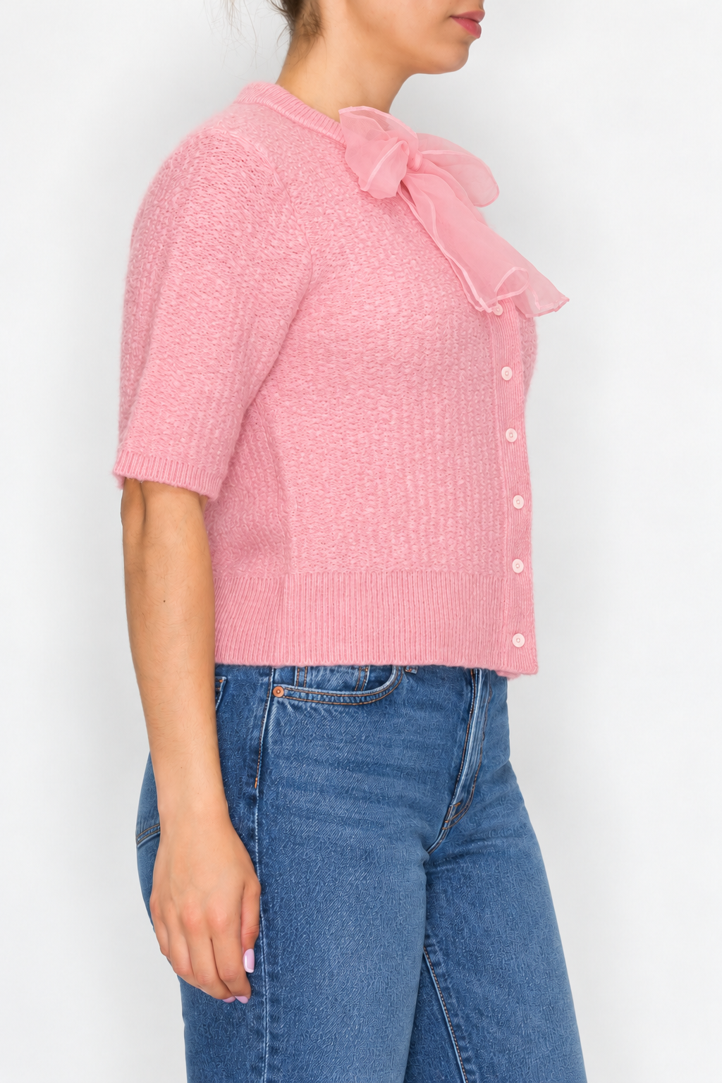 Pink Rosalie Bow Detail Cardigan