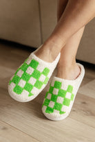 Checked Out Slippers in Green-Shoes- Simply Simpson's Boutique is a Women's Online Fashion Boutique Located in Jupiter, Florida