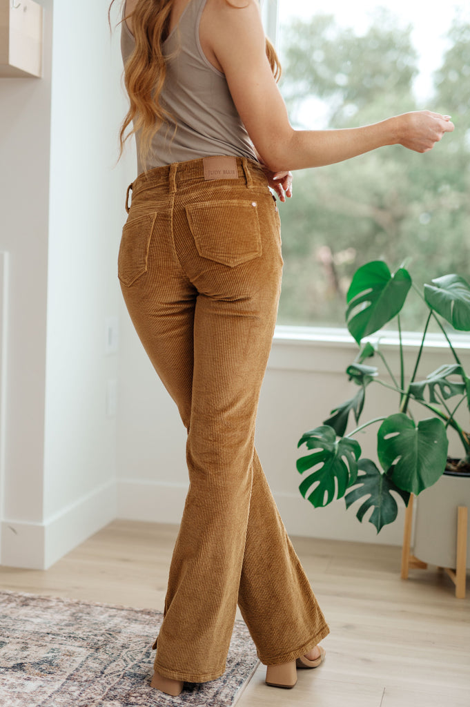 Cordelia Bootcut Corduroy Pants in Camel-Pants- Simply Simpson's Boutique is a Women's Online Fashion Boutique Located in Jupiter, Florida