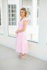 Light Pink Flutter Sleeve Midi Dress-240 Dresses- Simply Simpson's Boutique is a Women's Online Fashion Boutique Located in Jupiter, Florida
