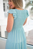 Baby Blue Flutter Sleeve Midi Dress-240 Dresses- Simply Simpson's Boutique is a Women's Online Fashion Boutique Located in Jupiter, Florida