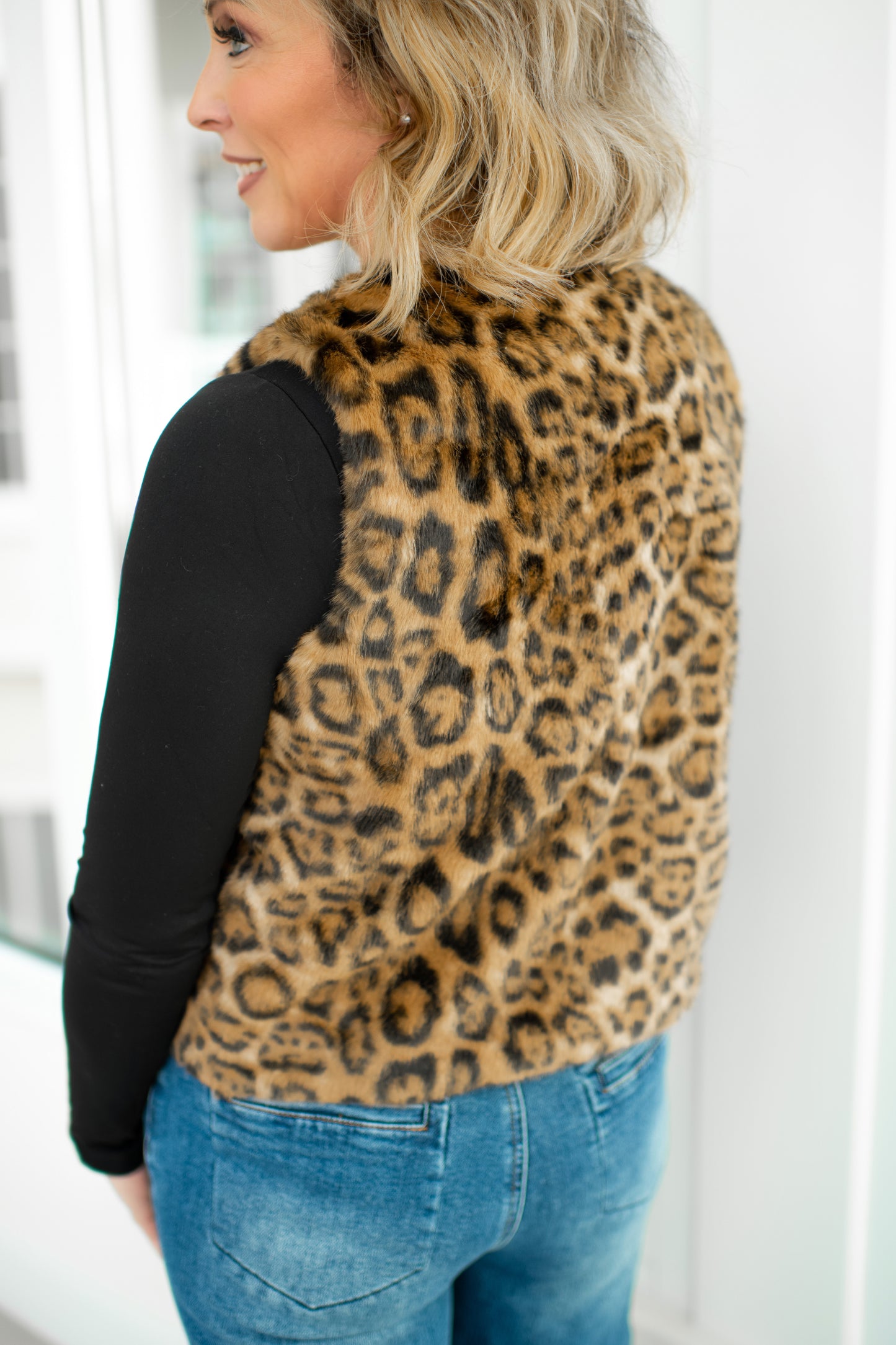 Fierce & Cozy Faux Fur Leopard Vest-180 Outerwear- Simply Simpson's Boutique is a Women's Online Fashion Boutique Located in Jupiter, Florida
