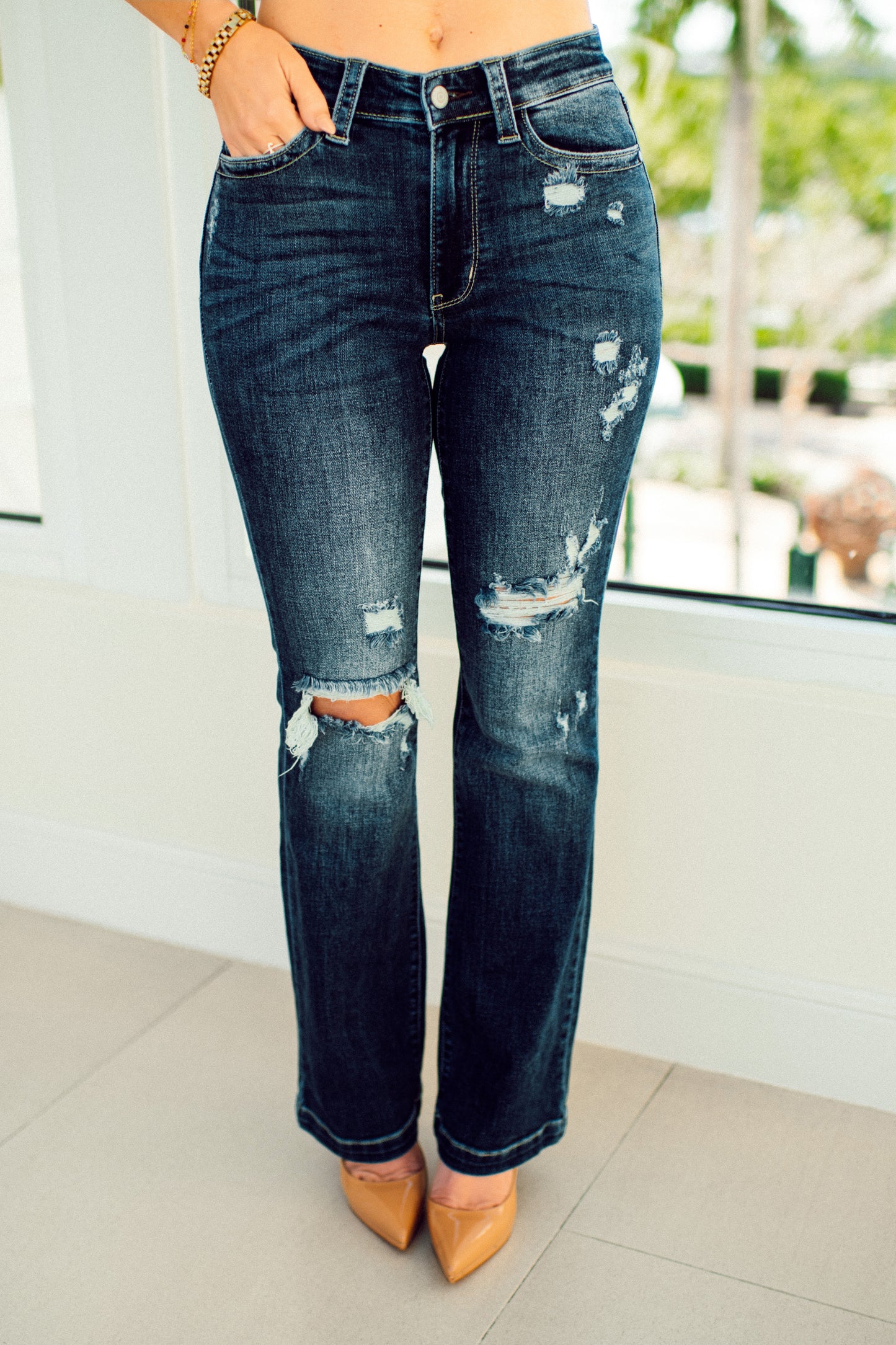 Judy Blue Adore Me Distressed Bootcut Jeans-200 Jeans- Simply Simpson's Boutique is a Women's Online Fashion Boutique Located in Jupiter, Florida