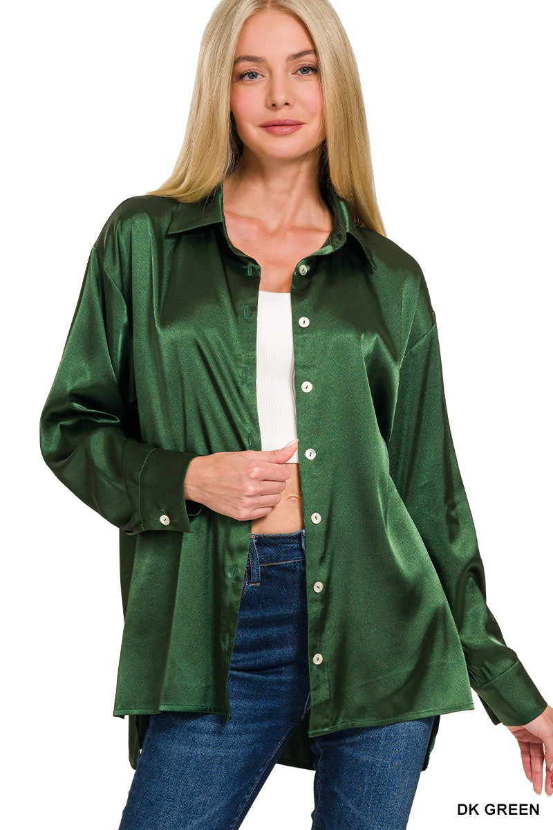 Luxe Satin Button Down Blouse-110 Long Sleeves- Simply Simpson's Boutique is a Women's Online Fashion Boutique Located in Jupiter, Florida