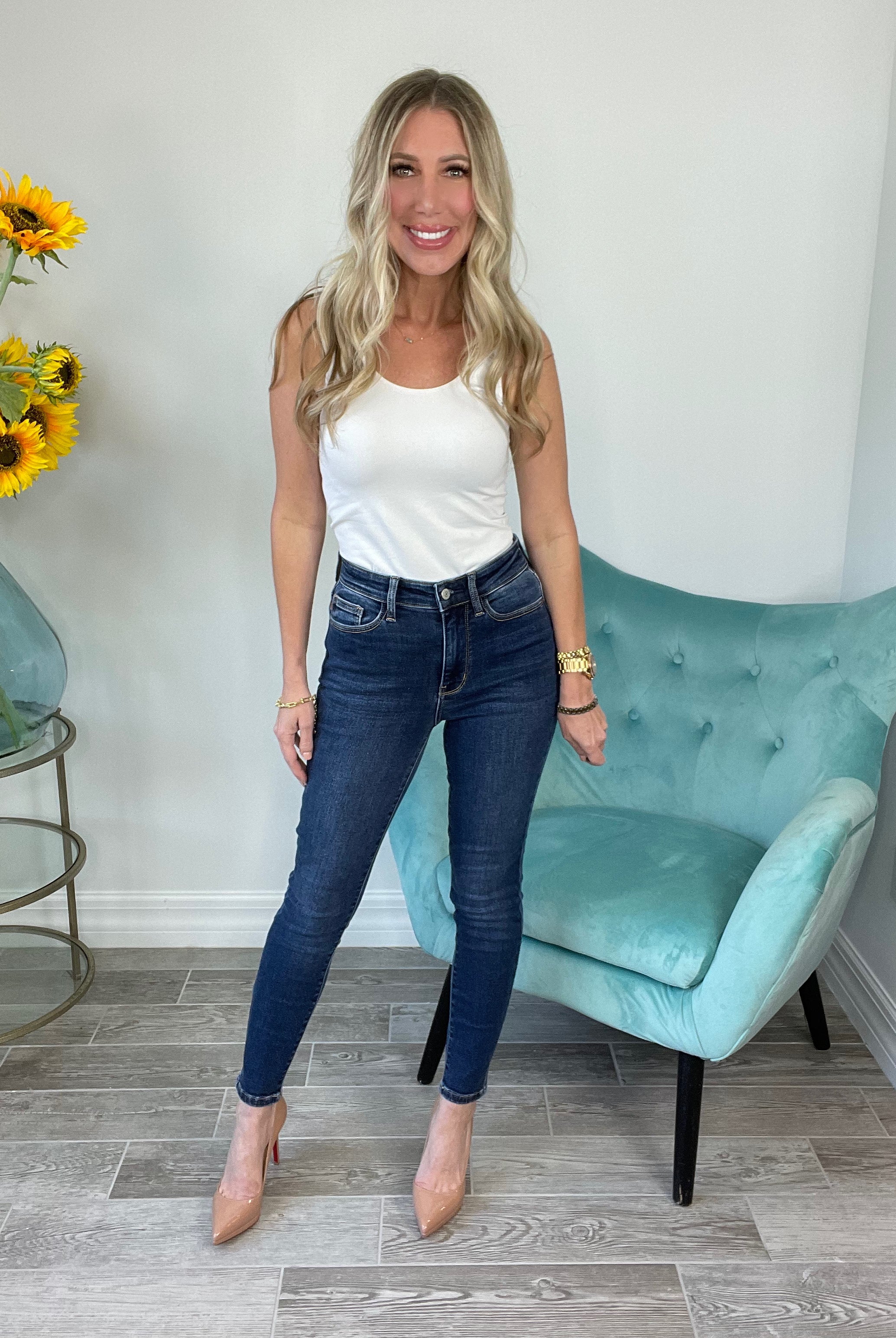 Judy Blue Lovely Night High Rise Thermal Skinny Jeans-200 Jeans- Simply Simpson's Boutique is a Women's Online Fashion Boutique Located in Jupiter, Florida