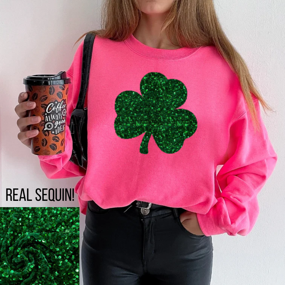 Sequin lucky shamrock appliqué- Simply Simpson's Boutique is a Women's Online Fashion Boutique Located in Jupiter, Florida