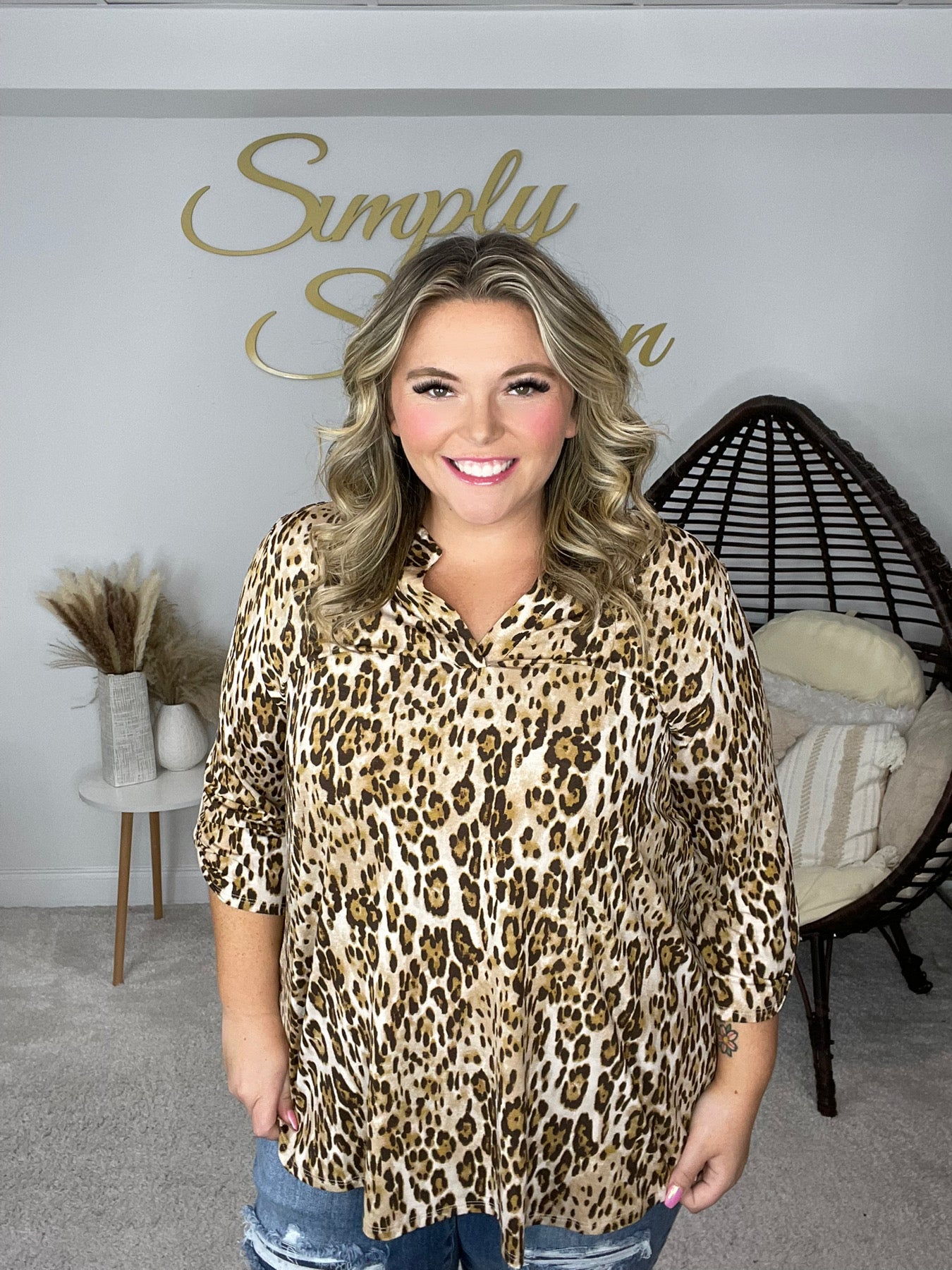Dear Scarlett Leopard Lizzy-100 Short Sleeves- Simply Simpson's Boutique is a Women's Online Fashion Boutique Located in Jupiter, Florida