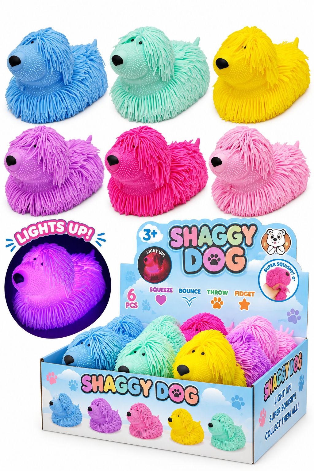 Jumbo LED Fuzzy Squishy Dog(Assorted Colors)