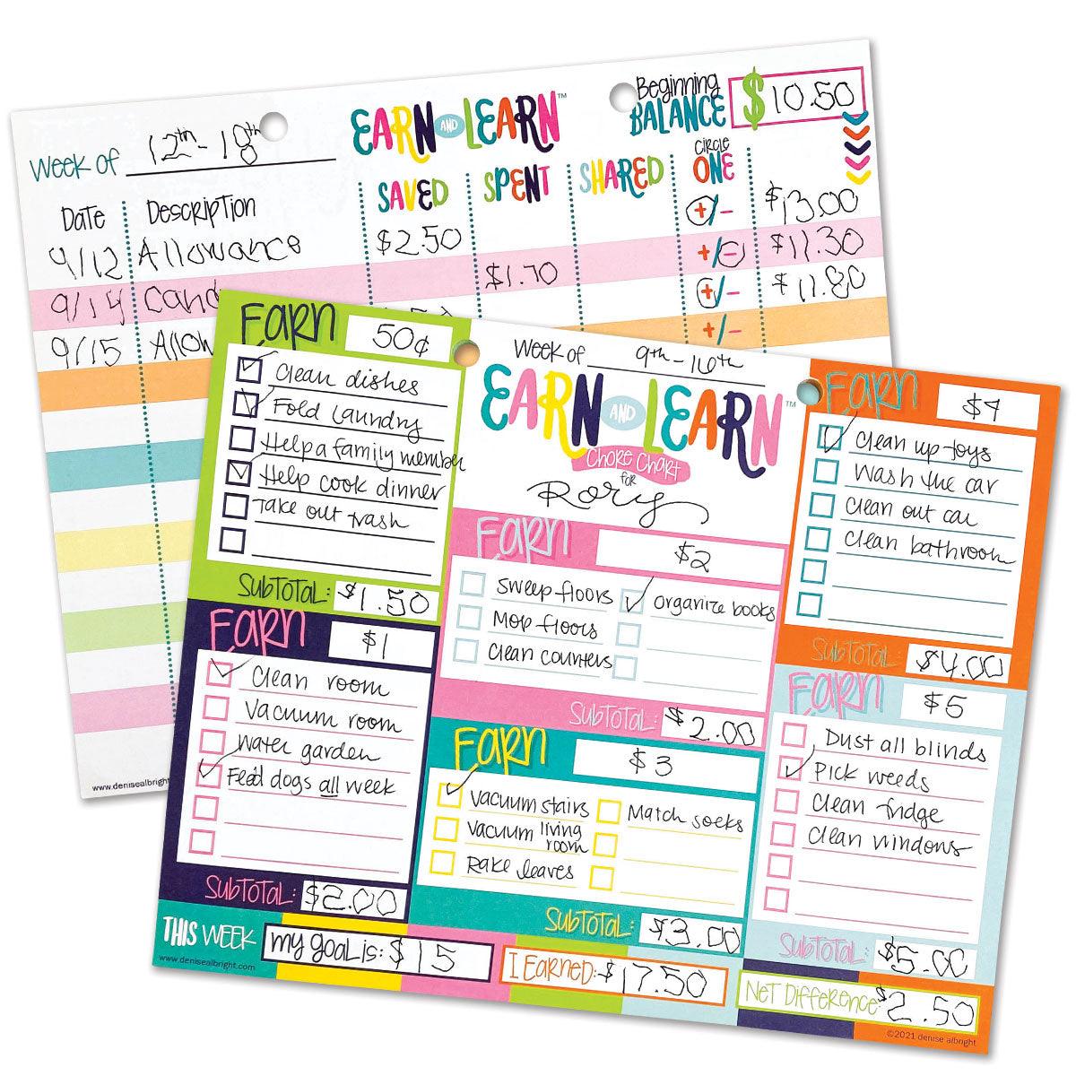 Earn & Learn® Kids Money Management Chore Chart Pad-Pads- Simply Simpson's Boutique is a Women's Online Fashion Boutique Located in Jupiter, Florida