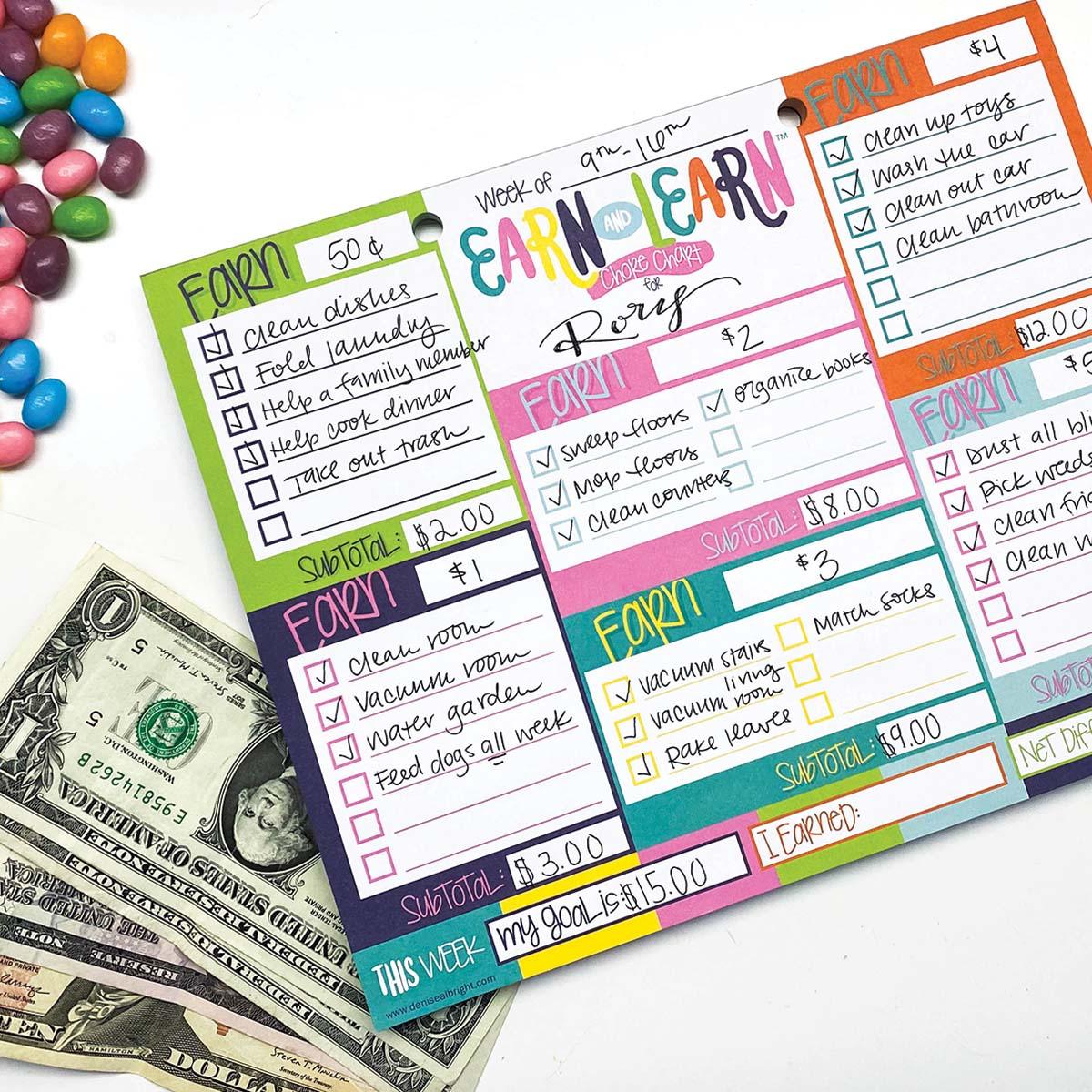 Earn & Learn® Kids Money Management Chore Chart Pad-Pads- Simply Simpson's Boutique is a Women's Online Fashion Boutique Located in Jupiter, Florida