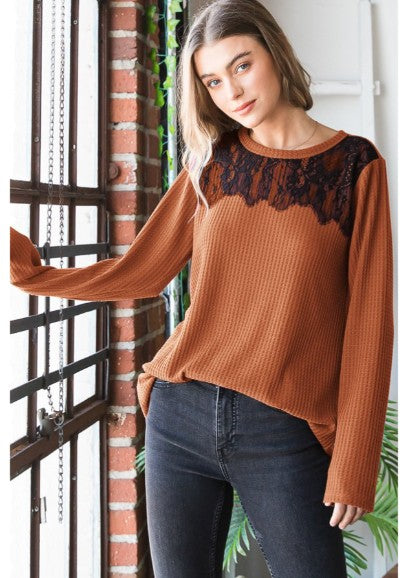 Becky Lace Top-110 Long Sleeves- Simply Simpson's Boutique is a Women's Online Fashion Boutique Located in Jupiter, Florida