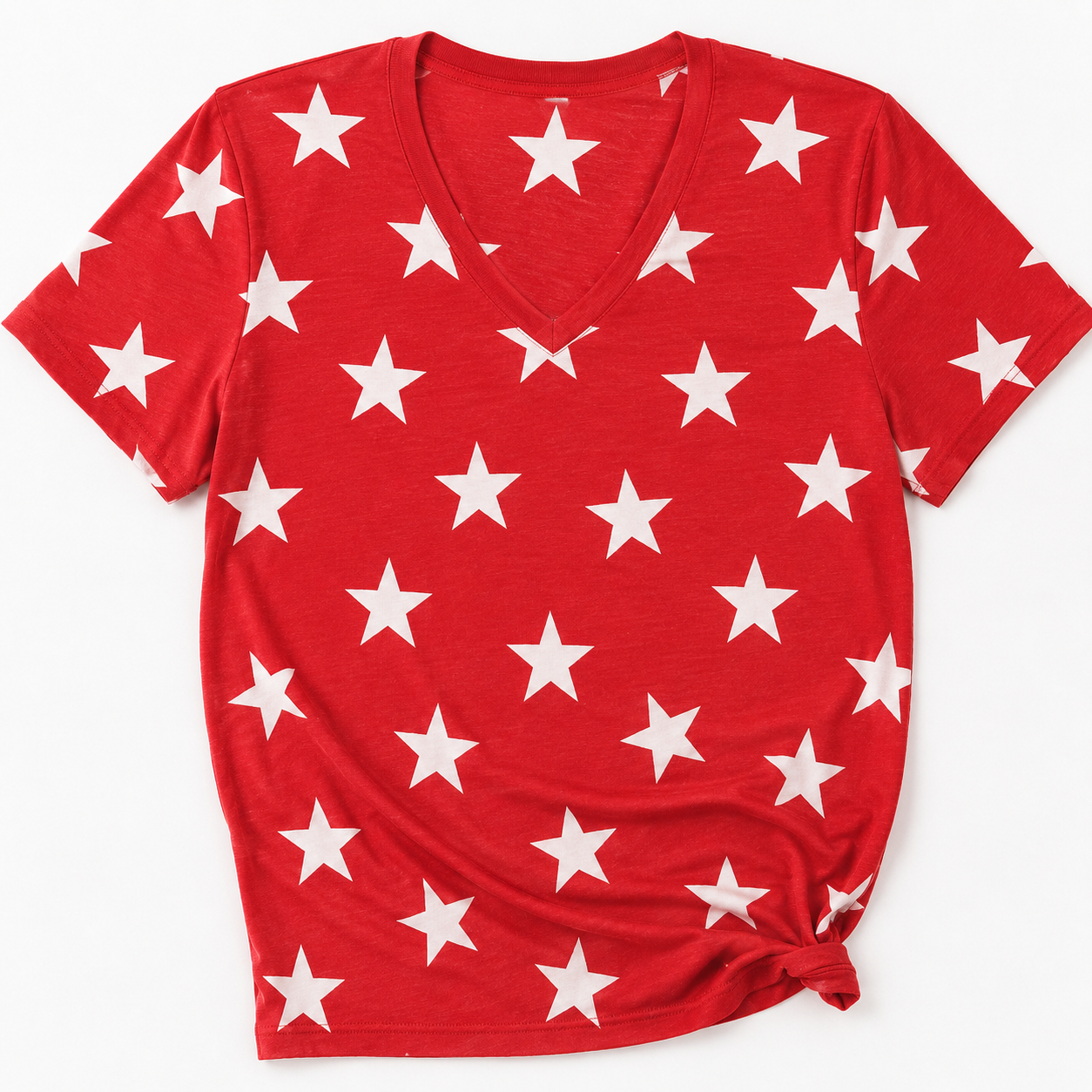 Red Star V Neck-100 Short Sleeves- Simply Simpson's Boutique is a Women's Online Fashion Boutique Located in Jupiter, Florida