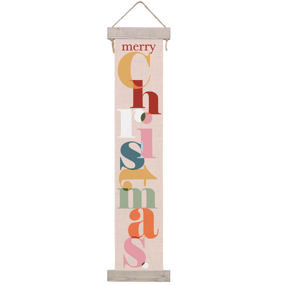 Christmas Colorful Overlap Hanging Canvas Long 8 x 40 x .375- Simply Simpson's Boutique is a Women's Online Fashion Boutique Located in Jupiter, Florida