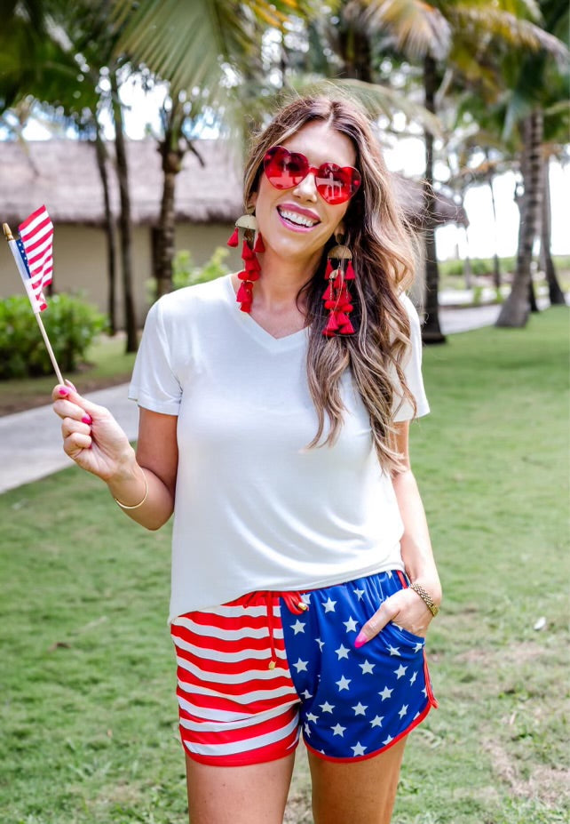 All American Drawstring Shorts-190 Skirts/Shorts- Simply Simpson's Boutique is a Women's Online Fashion Boutique Located in Jupiter, Florida