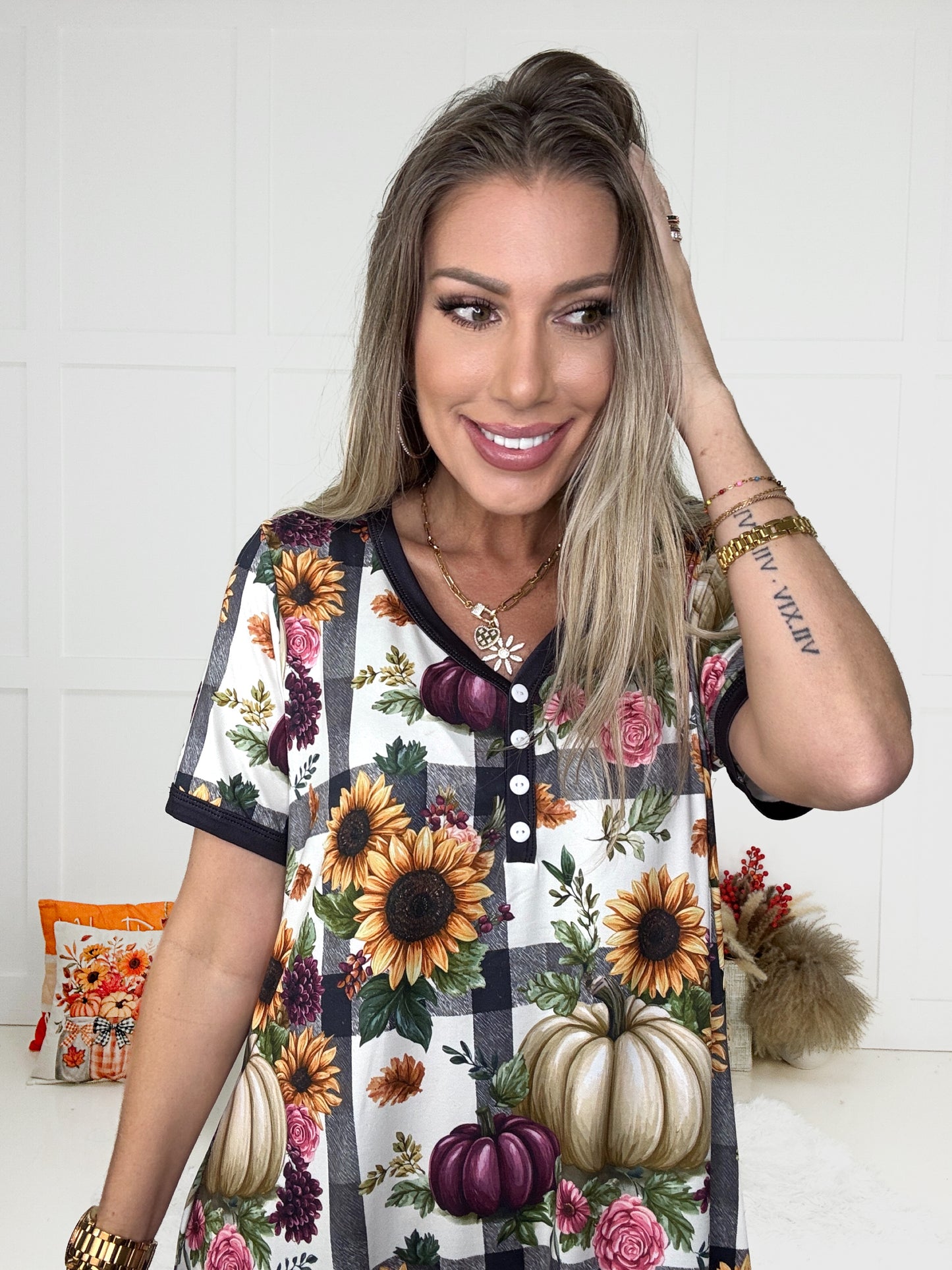 Shirley & Stone Fall Harvest Pajama Dresses-220 Lounge wear/Pajamas- Simply Simpson's Boutique is a Women's Online Fashion Boutique Located in Jupiter, Florida