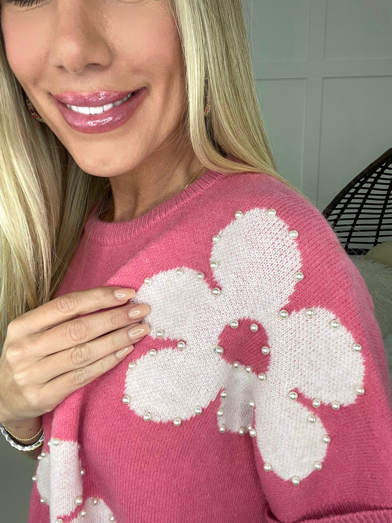 Pink Pearl Passion Short Sleeve Sweater-100 Short Sleeves- Simply Simpson's Boutique is a Women's Online Fashion Boutique Located in Jupiter, Florida